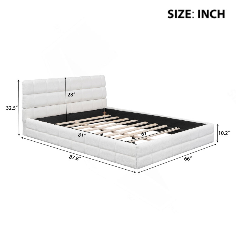 Luxueux lit plateforme tapissier avec tête de lit confortable et fabrication robuste, assurant une expérience de sommeil reposante et élégante.