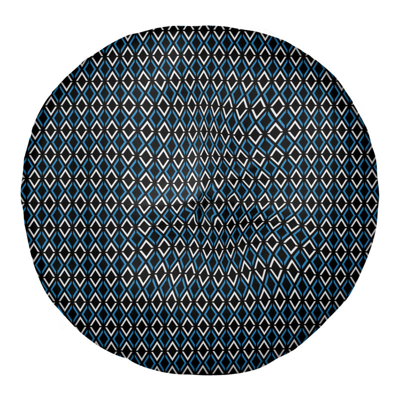 Coussin Katelyn Elizabeth, 26 po x 26 po, Noir; Bleu, Circulaire