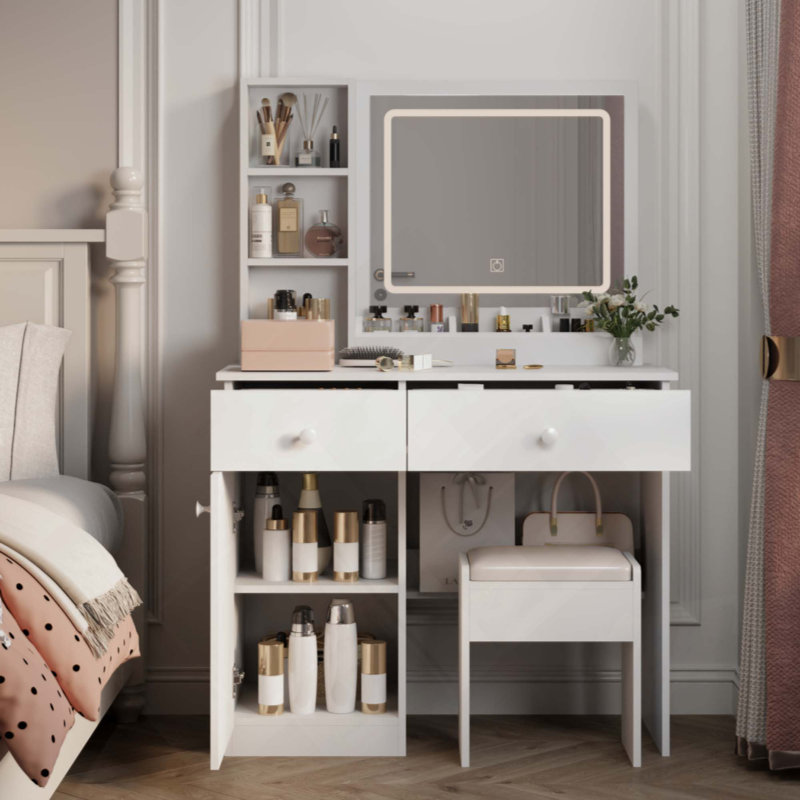 Bureau de coiffeuse avec miroir et lumières pour le maquillage Fashion