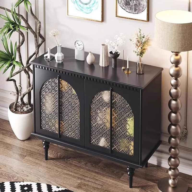 Black Solid Wood Sideboard, Black