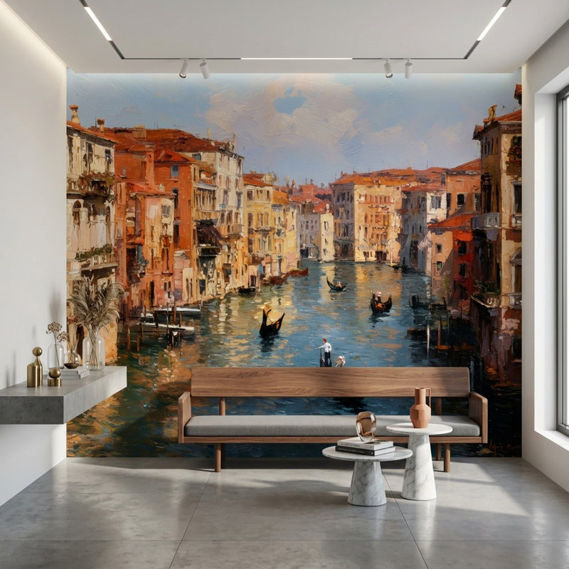Adhésif mural gondoles amovibles Venice, Textured Non-Pasted, 200 po x 120 po