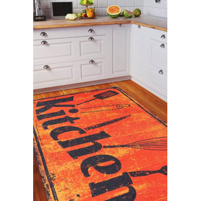 Tapis orange tissé orange