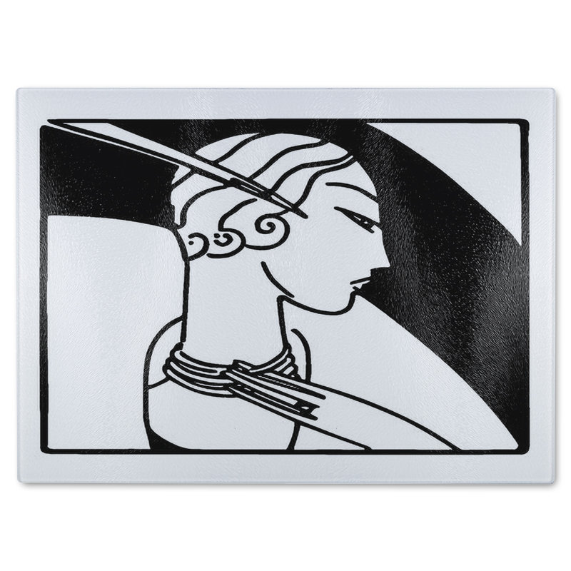 Art Deco Woman Glass Chopping Board