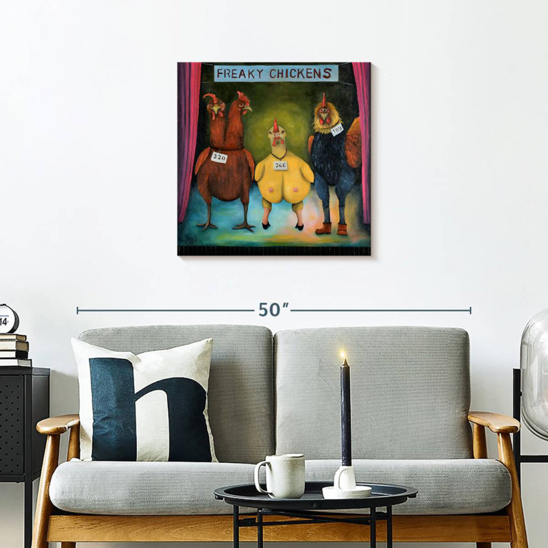 Crowle Freaky Chickens, 24" H x 24" W