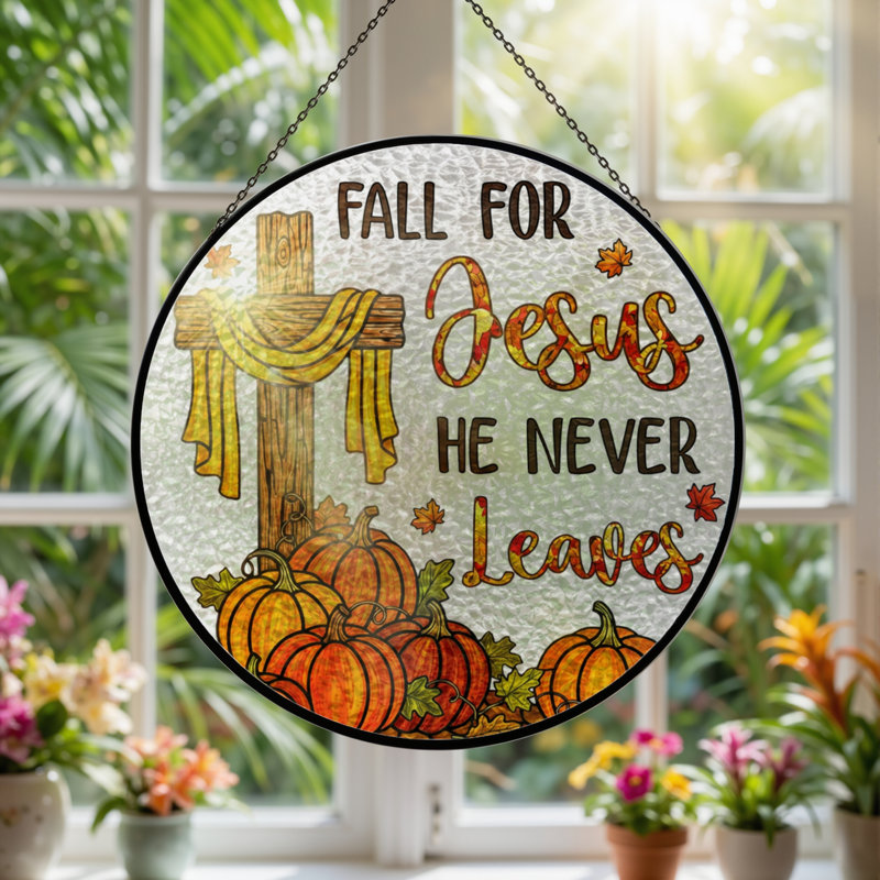 Panneau de vitrail 12 "H Fall Jesus, H 12 po x l 12 po