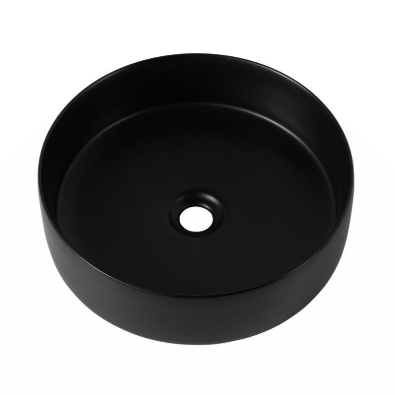 Wenty 15.7'' Ceramic Circular Bathroom Sink, Black