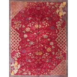 Antique Art Deco Room Size Wool Raspebery Rug
