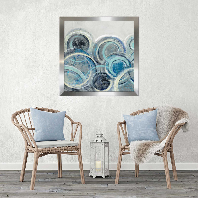 «Variation Blue Gray II», reproduction de peinture acrylique, H 31,5 po x l 31,5 po x P 1 po, Encadrement argenté