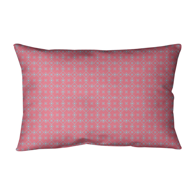 Coussin lombaire en coton Katelyn Elizabeth Doily, Bourre en polyester, Rouge / Bleu