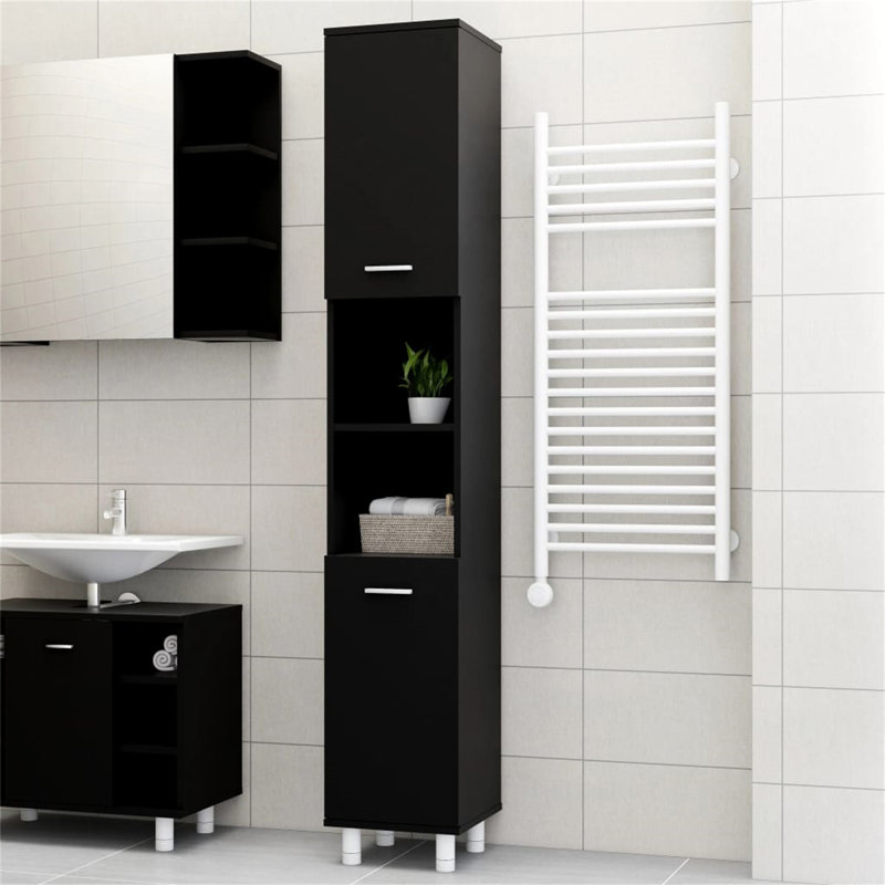 Snyderville Freestanding Linen Cabinet, Black