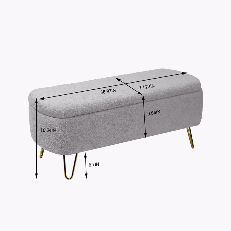 Banc de rangement avec repose-pieds Peardon, banc d'entrée avec rangement pour chambre à coucher Peardon, Gris