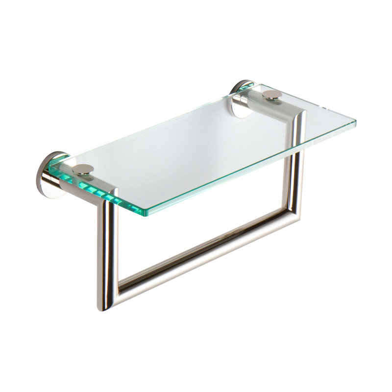 Kubic Shelf with Towel Bar, 12", Polished Nickel