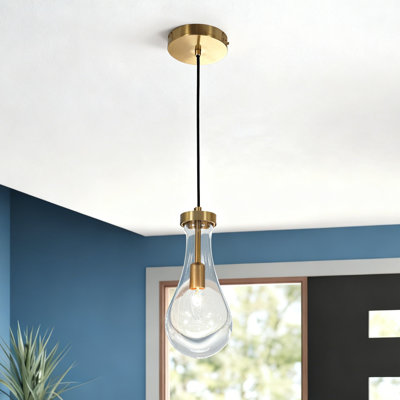 5.1'' Single-head Clear Teardrop Glass Dining Pendant Light(gold)