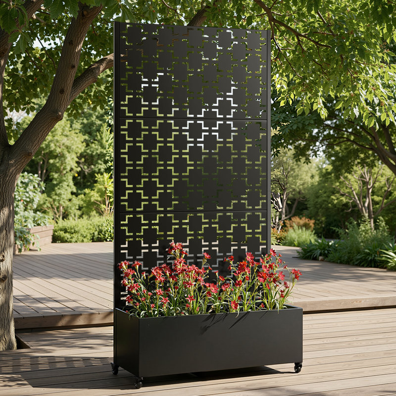 Raised Garden Bed with Trellis on Wheels – Versatile Metal Planter Box with Trellis, Multi-Style Planter Boxes with Trellis Privacy Screen for Patio and Garden