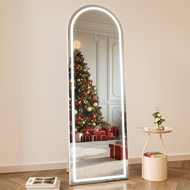 Phaih Arch Modern & Contemporary Lighted Full-Length Mirror with Tempered Glass & 3-Year Warranty, 70.8" x 23.6", White