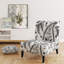 Fauteuil de chambre en velours blanc à motif cachemire floral