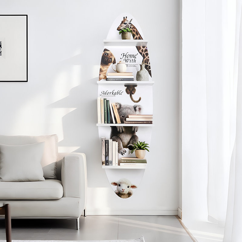 52''H Surfboard Wall Shelf with Printed Surface