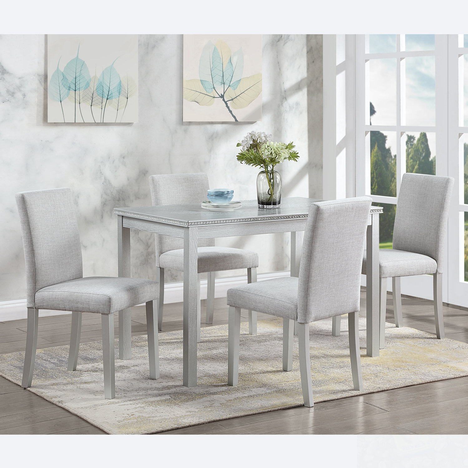 Red Barrel Studio 5 Piece Wooden Dining Table Set With A Rectangular ...
