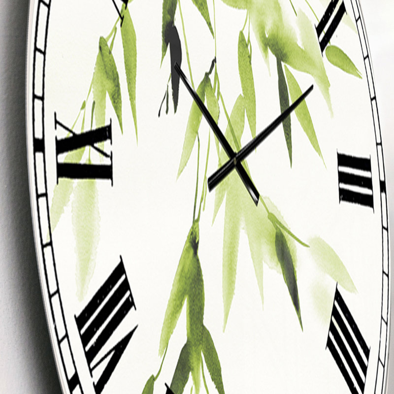 Horloge murale Simplist Bamboo Leaves I - Lake House, Petit, Vert