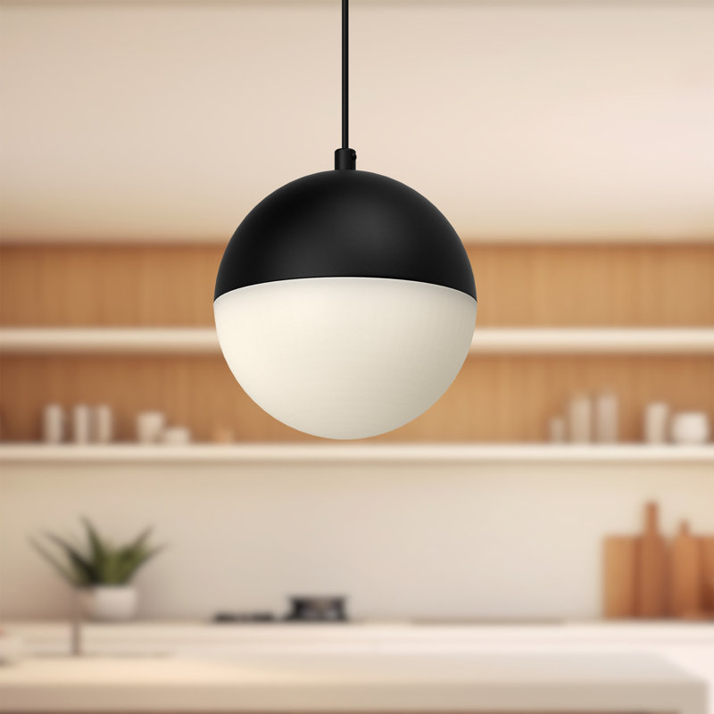 Monae 1 - Light LED Sphere Pendant, 6" H x 6" W x 6" D, Black Metal