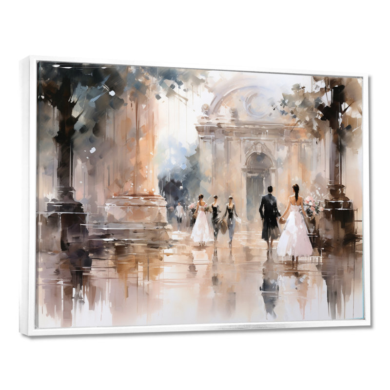 Impression sur toile Fashion Impressionist Elegance II, H 30 po x l 40 po x P 1,5 po, Cadre flottant blanc