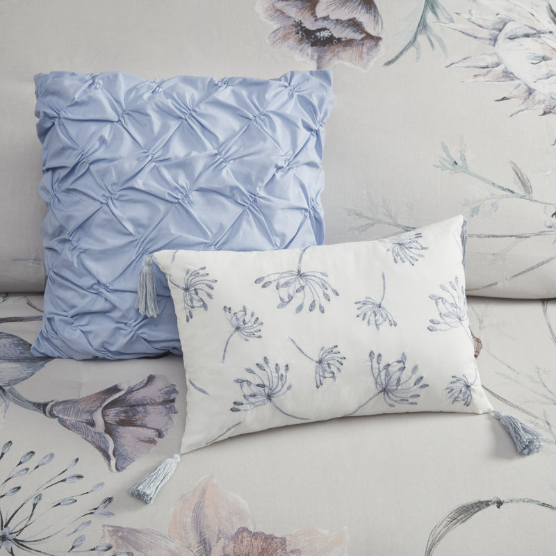 Ensemble d'édredon en coton 8 pièces Cassandra, Édredon grand + 7 pièces supplémentaires, Bleu