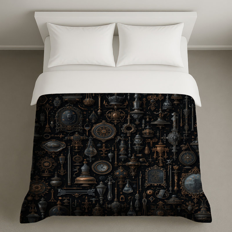 Housses de couette objets ornés rétro, King