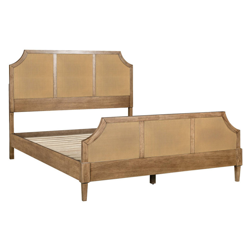 Toasted Almond Queen Platform Bed with Cane Panels