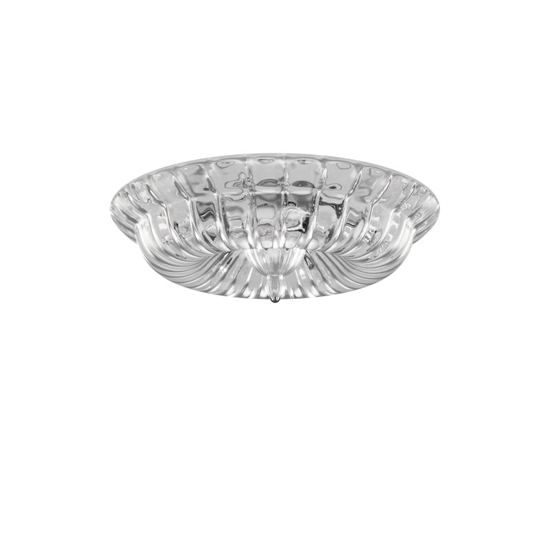 Novecento Ceiling Lamp Crystal Striped Glass Glossy Chrome E12 Ul, Crystal Striped
