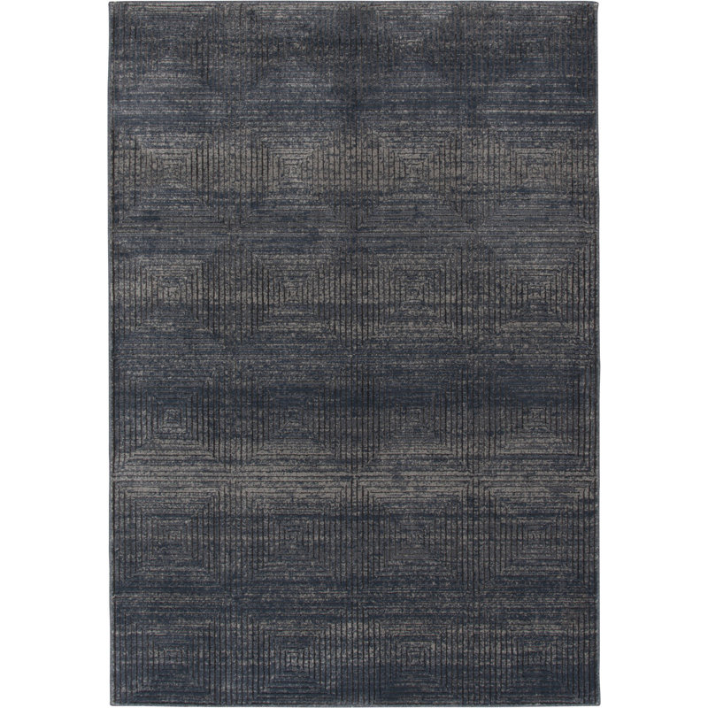 Tapis d'intérieur en polypropylène à motif géométrique gris Ebern Designs German Barris, Rectangle 3 pi 3 po x 5 pi 3 po