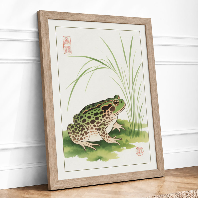 Toad Among Grasses Japandi - Print, A1 - 84.1 x 59.4 cm, Oak
