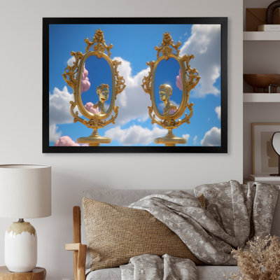 «Golden Reflection Of The Self Futur Minimalisme» - Décoration murale paysage abstrait