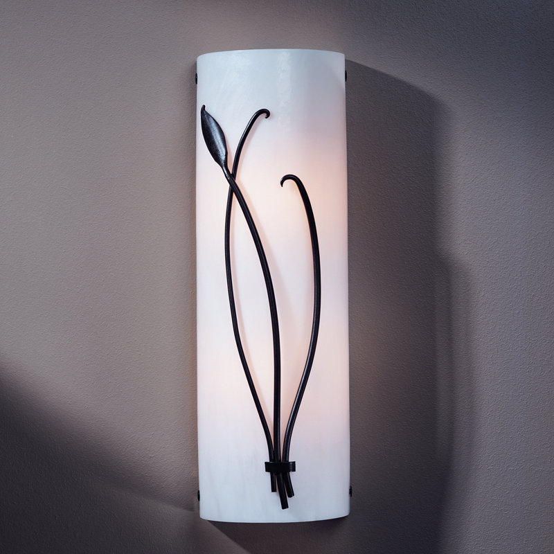 Leaf 2 - Light Flush Mounted Sconce, Left, Ivory Art Glass, Bronze