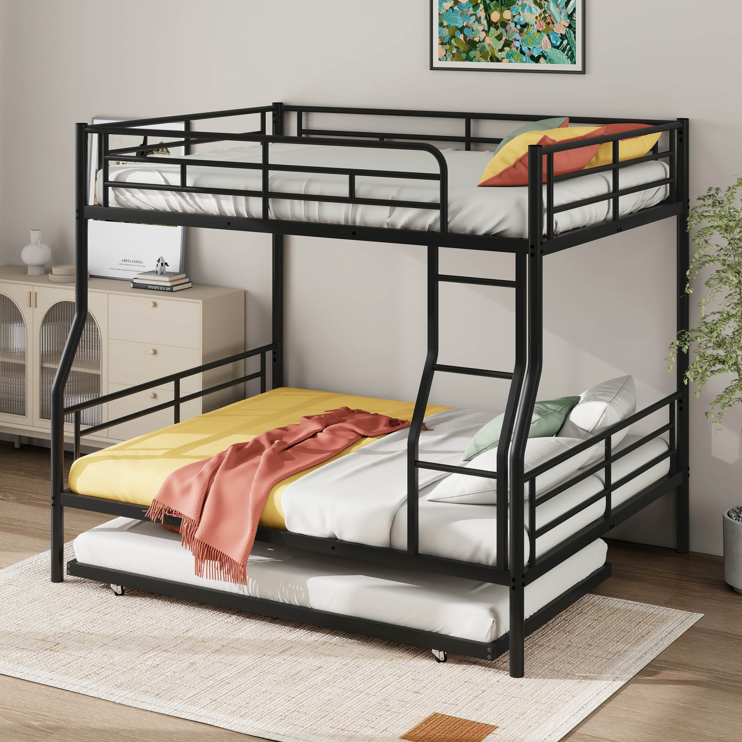 Isabelle & Max™ Full XL Over Queen Bunk Bed With Trundle, Metal Bunk ...