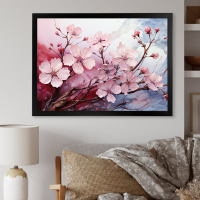 «Pink Blossom Cheery Tree Wind I», art mural cerise
