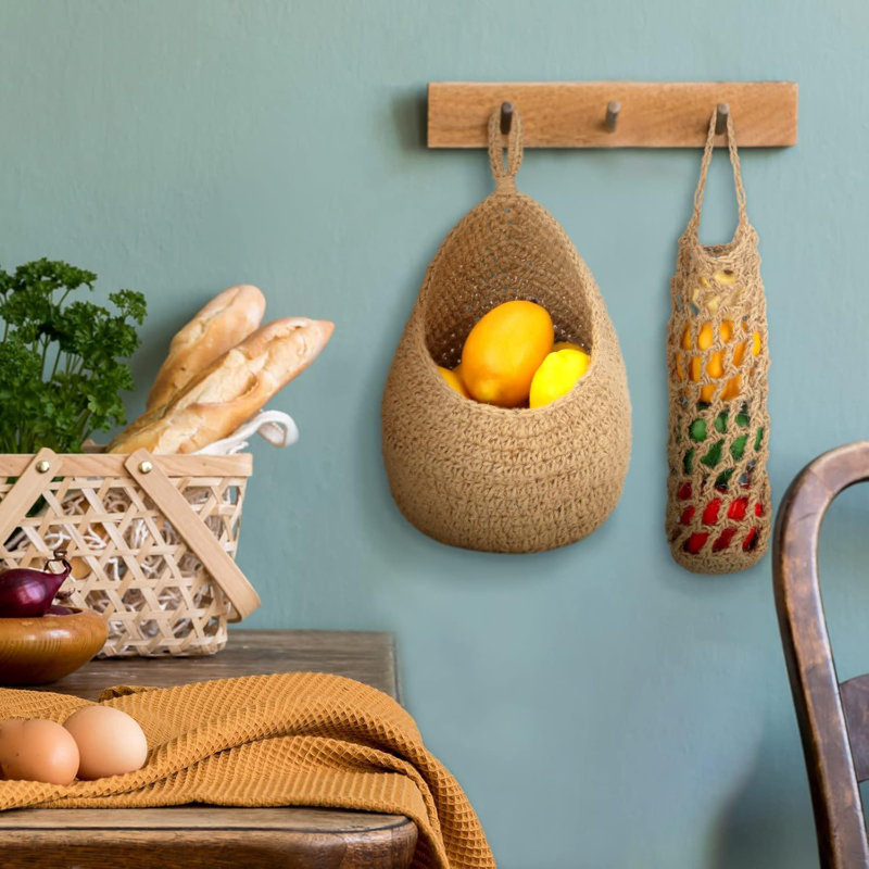 Yellow Hemp Basket For Kitchen Use