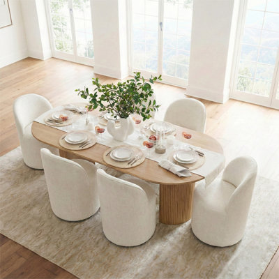  6 - Person Dining Table Sets With Oval Table & 6 Upholstered Chairs