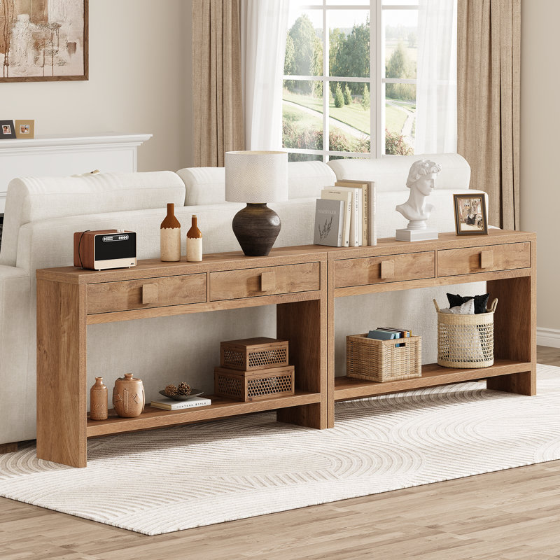 Console en bois avec 2 tiroirs, table de canapé pour le couloir, le vestibule, le salon, H 31,5 po x l 55,13 po x P 11,9 po
