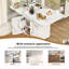 Table à manger pliante en bois: support de rangement, armoire, 6 roulettes, aspect marbre blanc, îlot de cuisine polyvalent et table d'appoint
