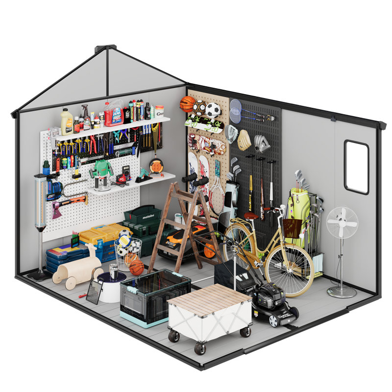 8 FT.W x 10 FT.D Outdoor Resin Storage Shed with Floor, Large Tool Sheds