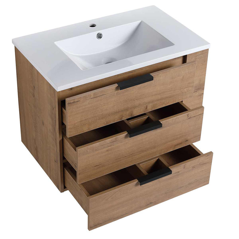 Meuble-lavabo mural simple 30 po avec plateau en résine Kavalli