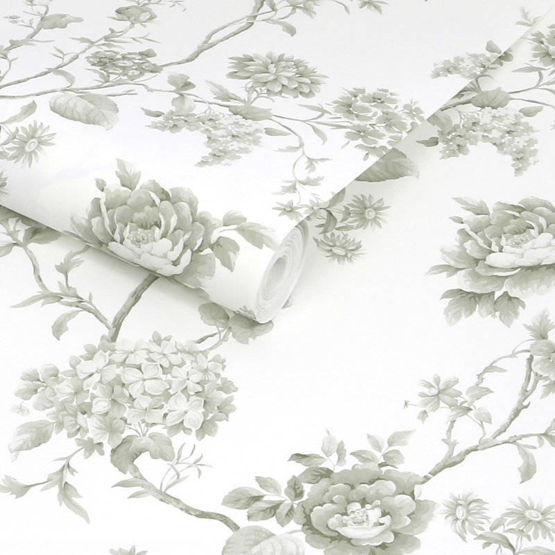  Floral Vine Russet Wallpaper, Green