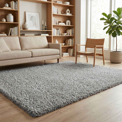 Ainsley Plain Living Room Shaggy Area Rug Modern Soft Pile Polyester Rug