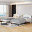 Ensemble de 2 lits simples tapissier à tête de lit ajustable-101084988