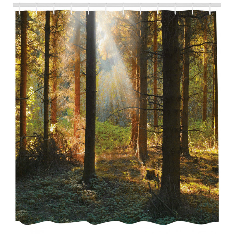 Ensemble de rideau de douche et crochets de la forêt, H 70 po x l 69 po