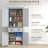 Kitchen Pantry, 4 Doors, 3 Adjustable Shelves, Large Drawer, Gray - Create Extra Storage 72" Shelves & Generous Internal Options