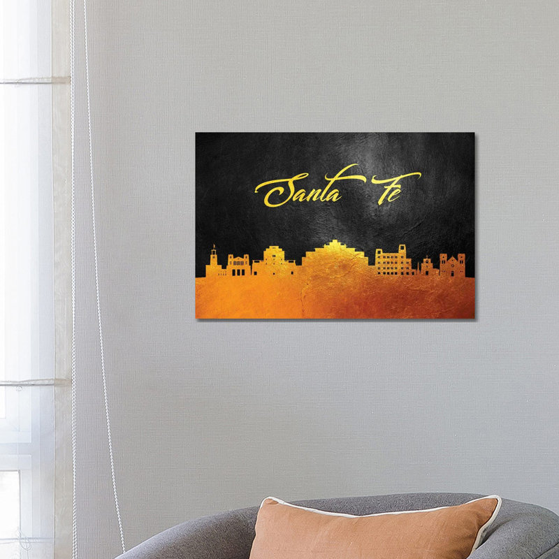Santa Fe New Mexico Gold Skyline by Adrian Baldovino - Wrapped Canvas Print, 66.04 cm H x 45.72 cm W x 3.175 cm D