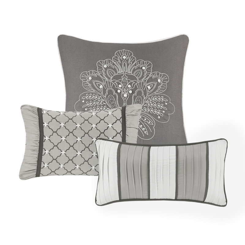 7 Piece Comforter Luxury - Grey King Bedding