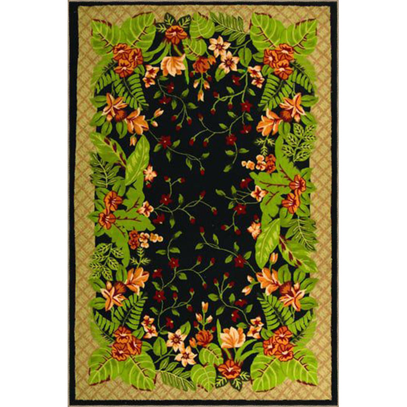 Tapis vert tissé à motif de feuilles vertes, Sous-tapis rectangulaire de 3 pi 3 po x 4 pi 11 po