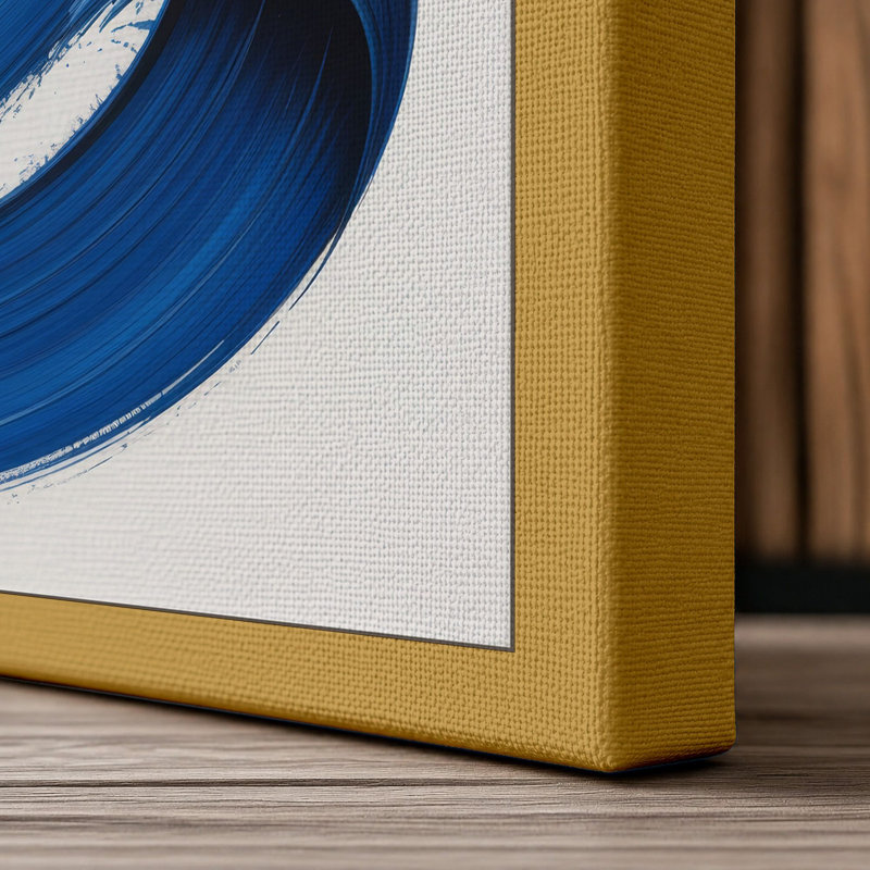 Blue Spirals Abstract - Wrapped Canvas, 18x12 - 45.7 x 30.5 cm, Ochre Border